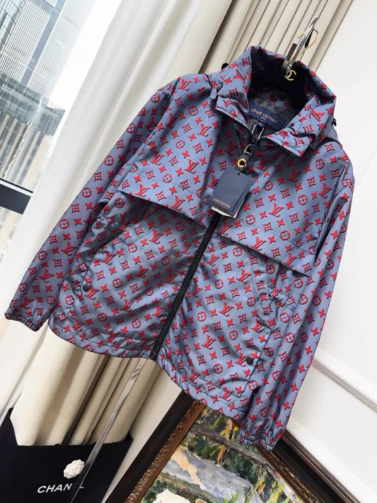 Louis Vuitton (LV) all-over monogram logo purple and red windbreaker jacket