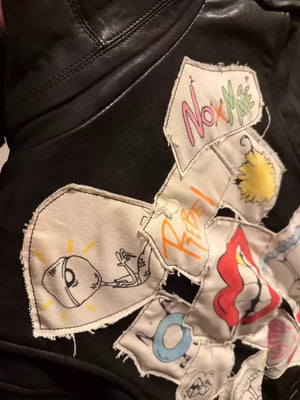 Chrome Hearts Matty boy hand-painted prints leather jacket
