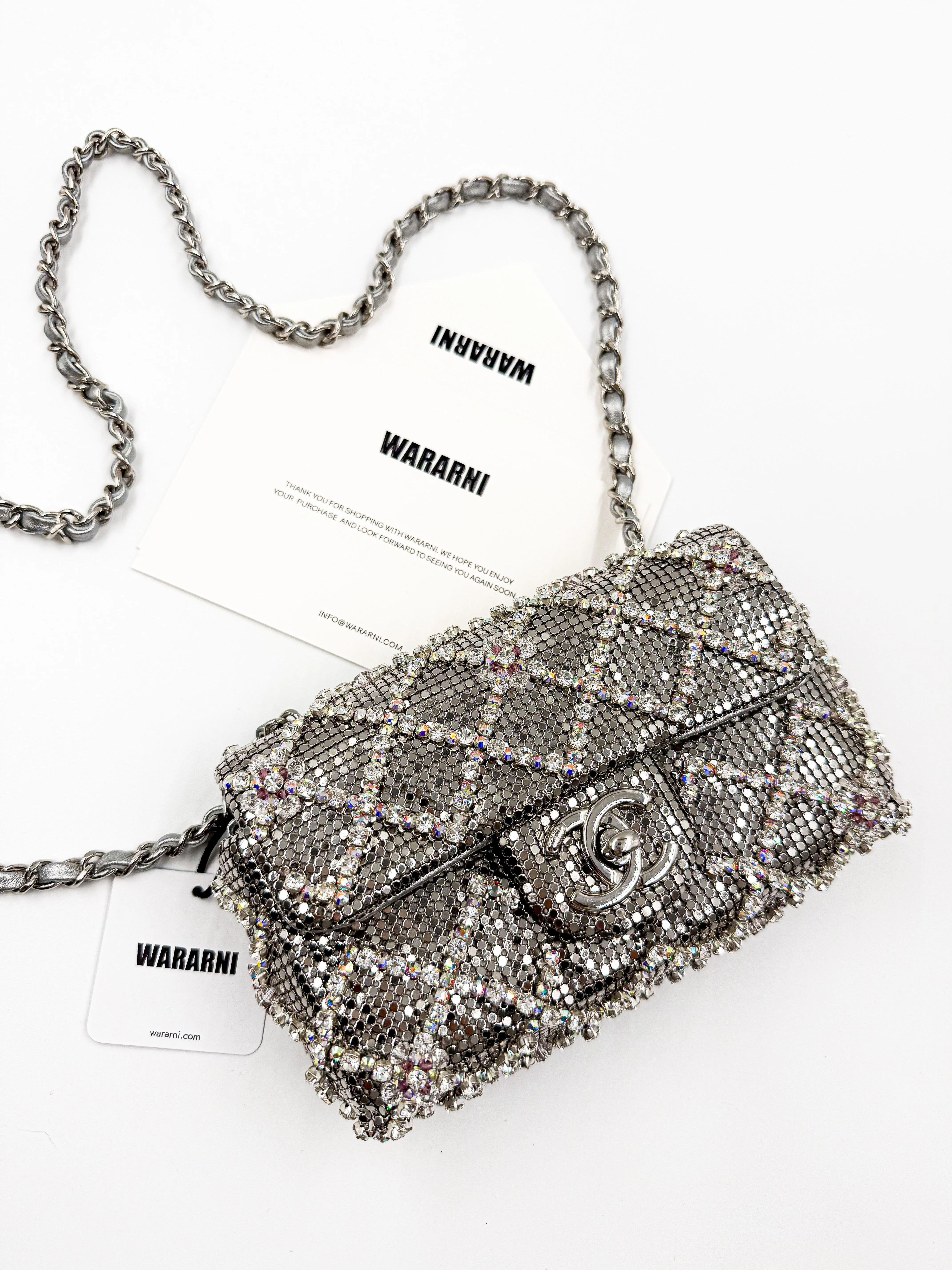Chanel 22 diamond quilting silver-tone CC Mini Flap Bag