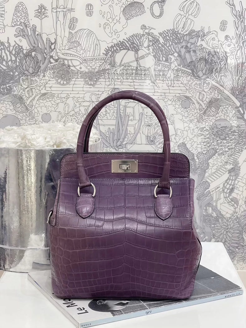 Hermès Tool Box 20 Purple matte Crocodile palladium hardware