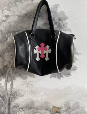 Chrome Hearts White  Pink Cem Cross Domino Duffle Bag