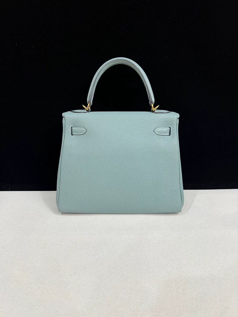 Hermes Kelly 25sky blue leather with gold hardware
