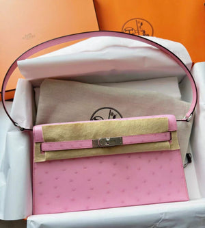 Hermès Kelly Élan Pink Bubblegum 5p Ostrich Leather Palladium Hardware