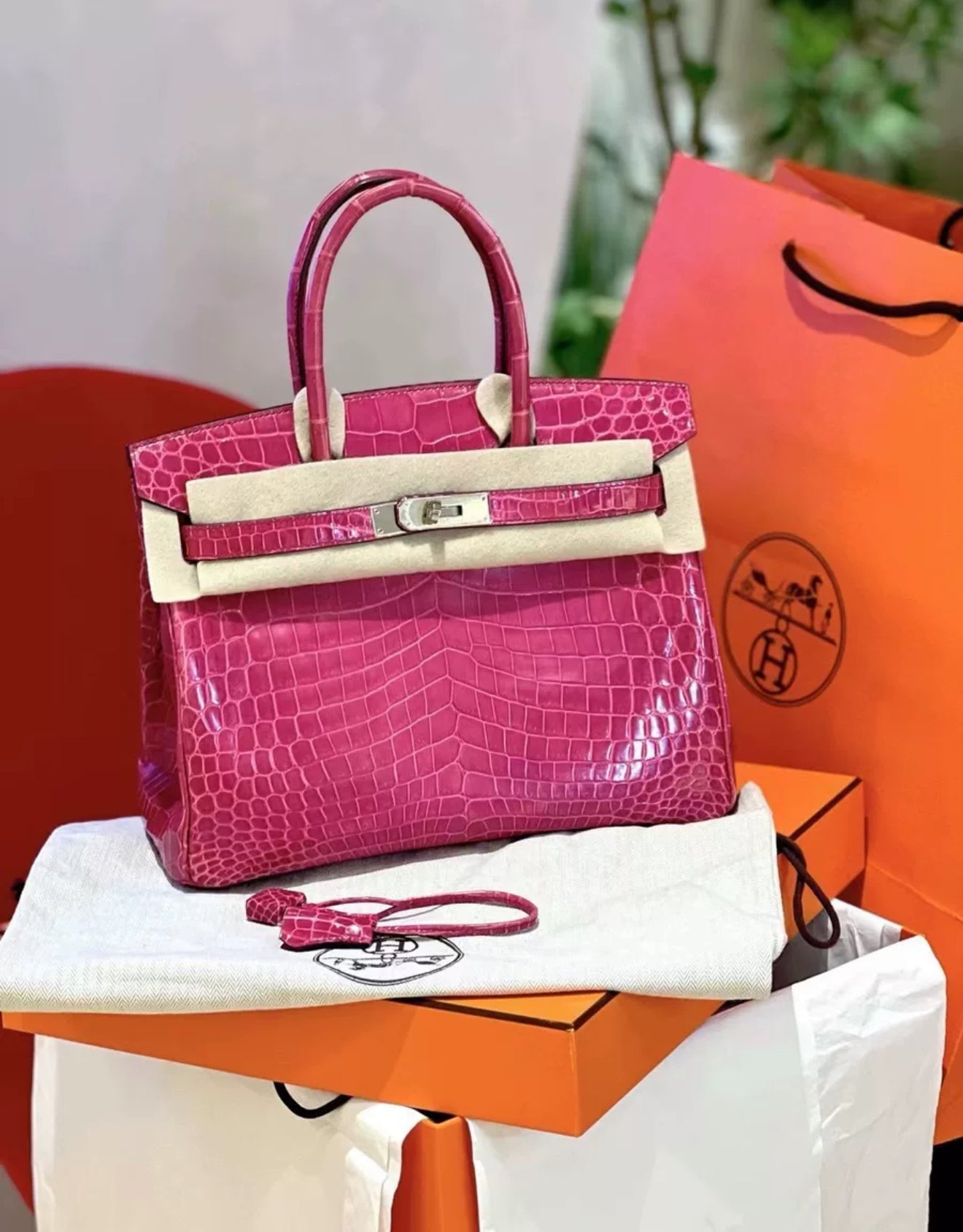 Hermes Birkin 30 Rose scheherazade　Porosus crocodile skin Palladium hardware