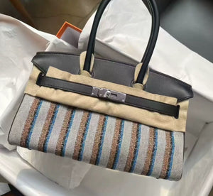 Hermes Birkin Shoulder Light 39 Broderie Swift/Toile H Palladium Hardware