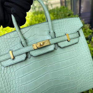 Hermès Birkin 25 Green Vert deau Crocodile Leather Gold Hardware