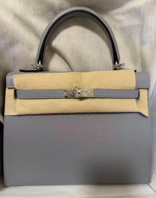 Hermes Kelly 25 Gris Pantine Epsom Palladium Hardware