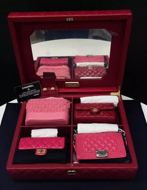 Chanel Set Of 4 Pink Mini Bags with Quilted Trunk