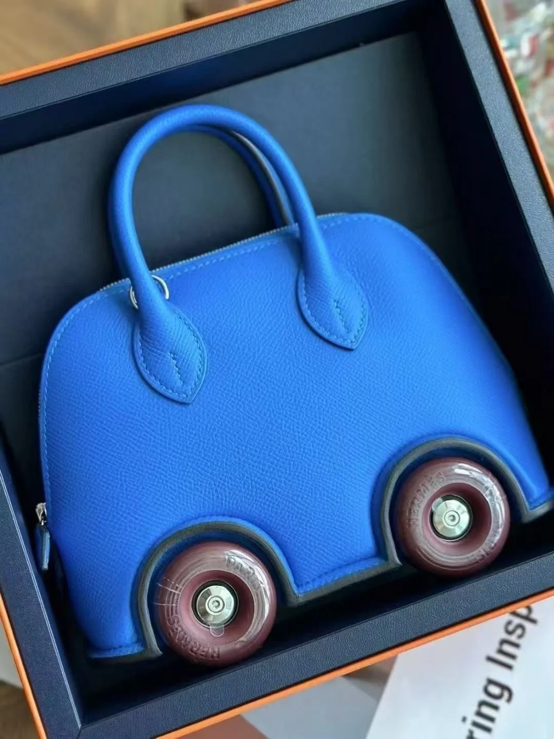 Hermes Bolide on Wheels Bleu Hydra Epsom Palladium hardware