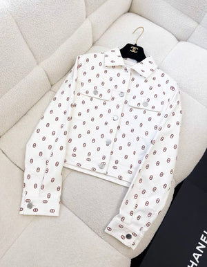 Hermès 23SS Cotton Denim Jacket size 36 Ladies White Chaîne dAncre