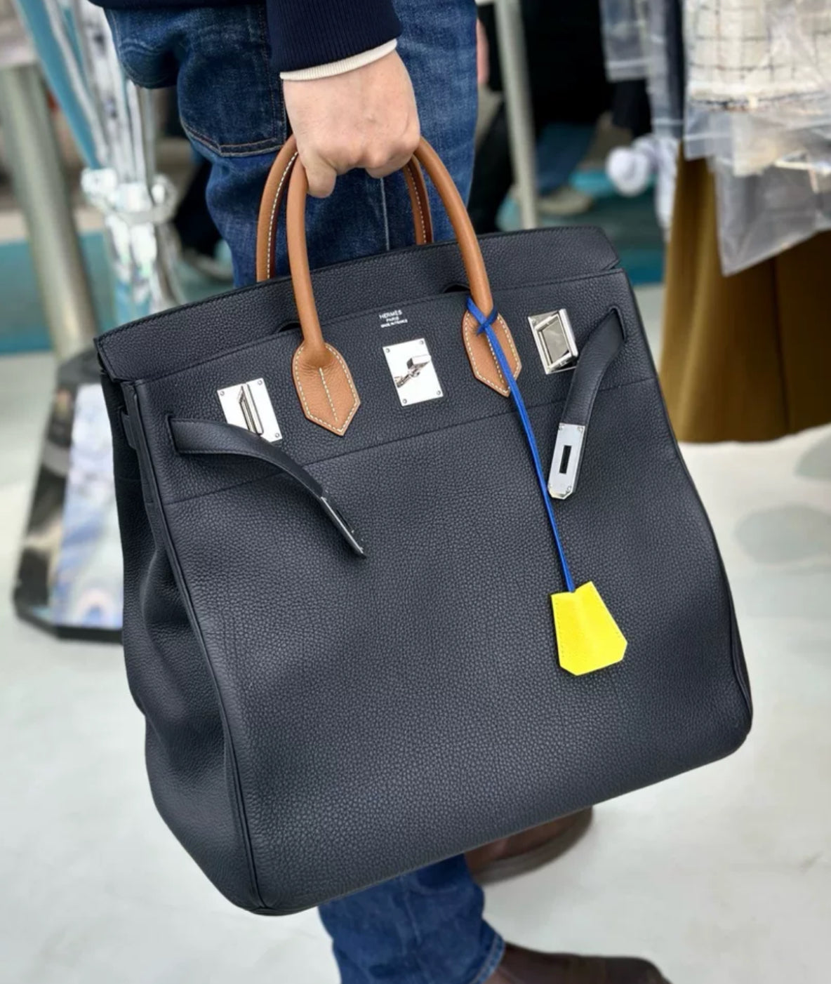 Hermès Birkin HAC 40 Black  Gold  Blue Royale Togo