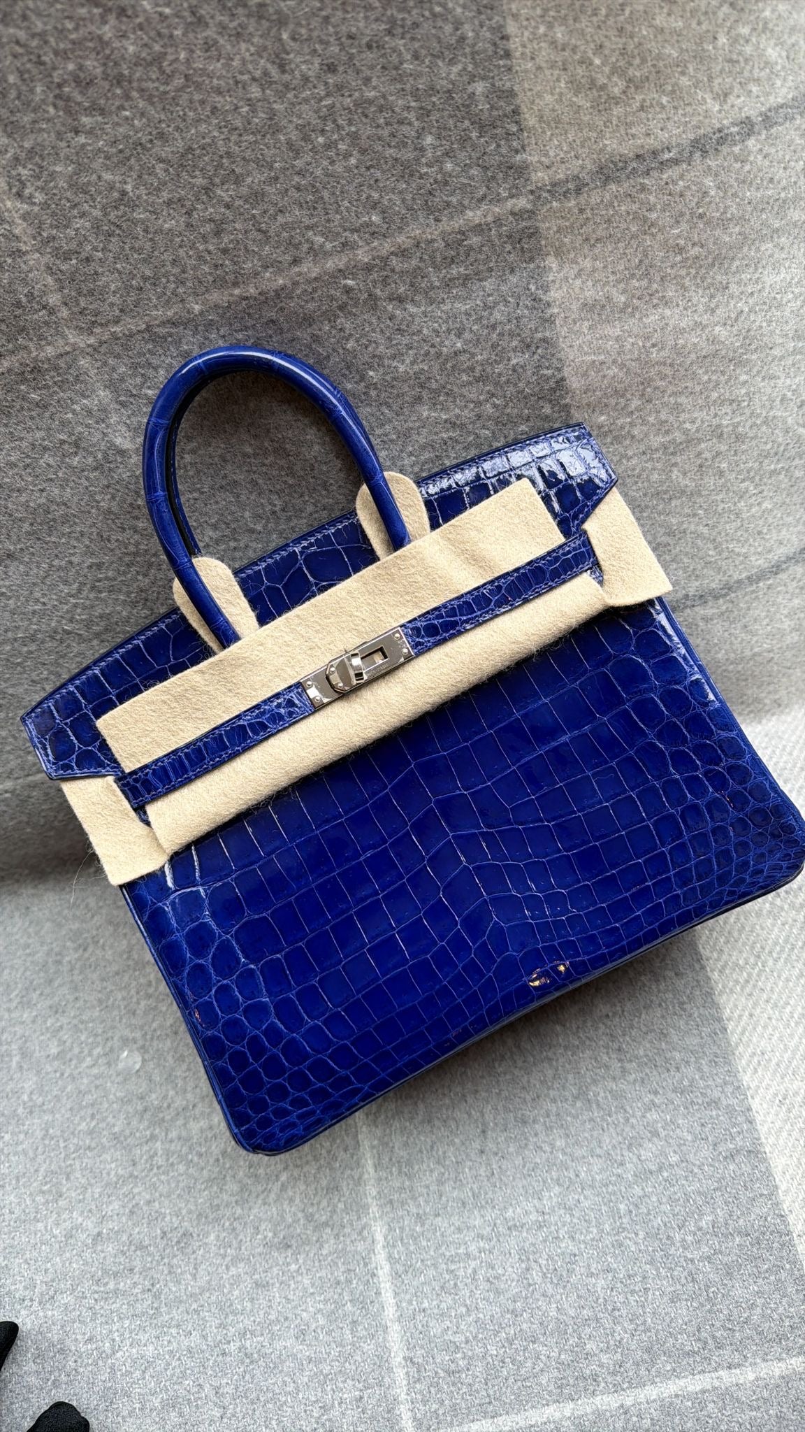 Hermes Birkin 25 Blue electric shiny alligator leather palladium hardware