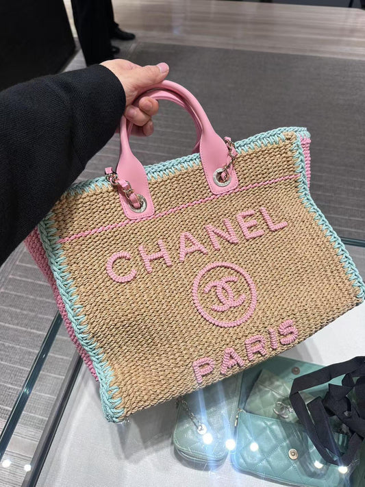 RARE CHANEL 24SS PINK/BLUE LARGE SHOPPING TOTE