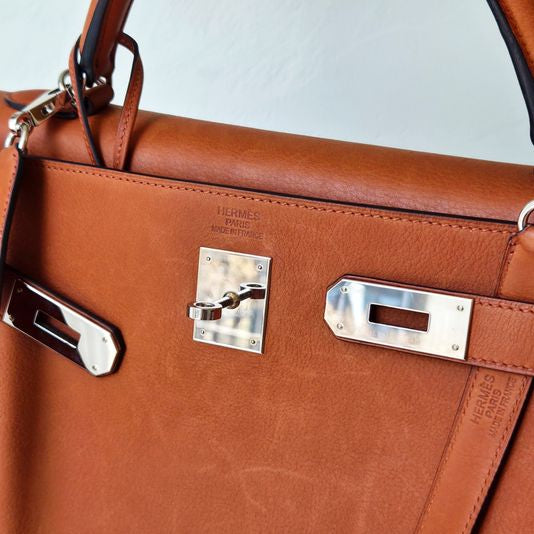 Hermès kelly 40 Taurillon Saddle Fauve Leather Palladium Hardware