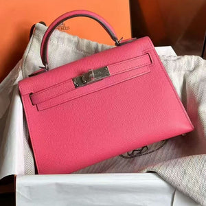 Hermes mini Kelly 20 rose lipstick Epsom palladium hardware