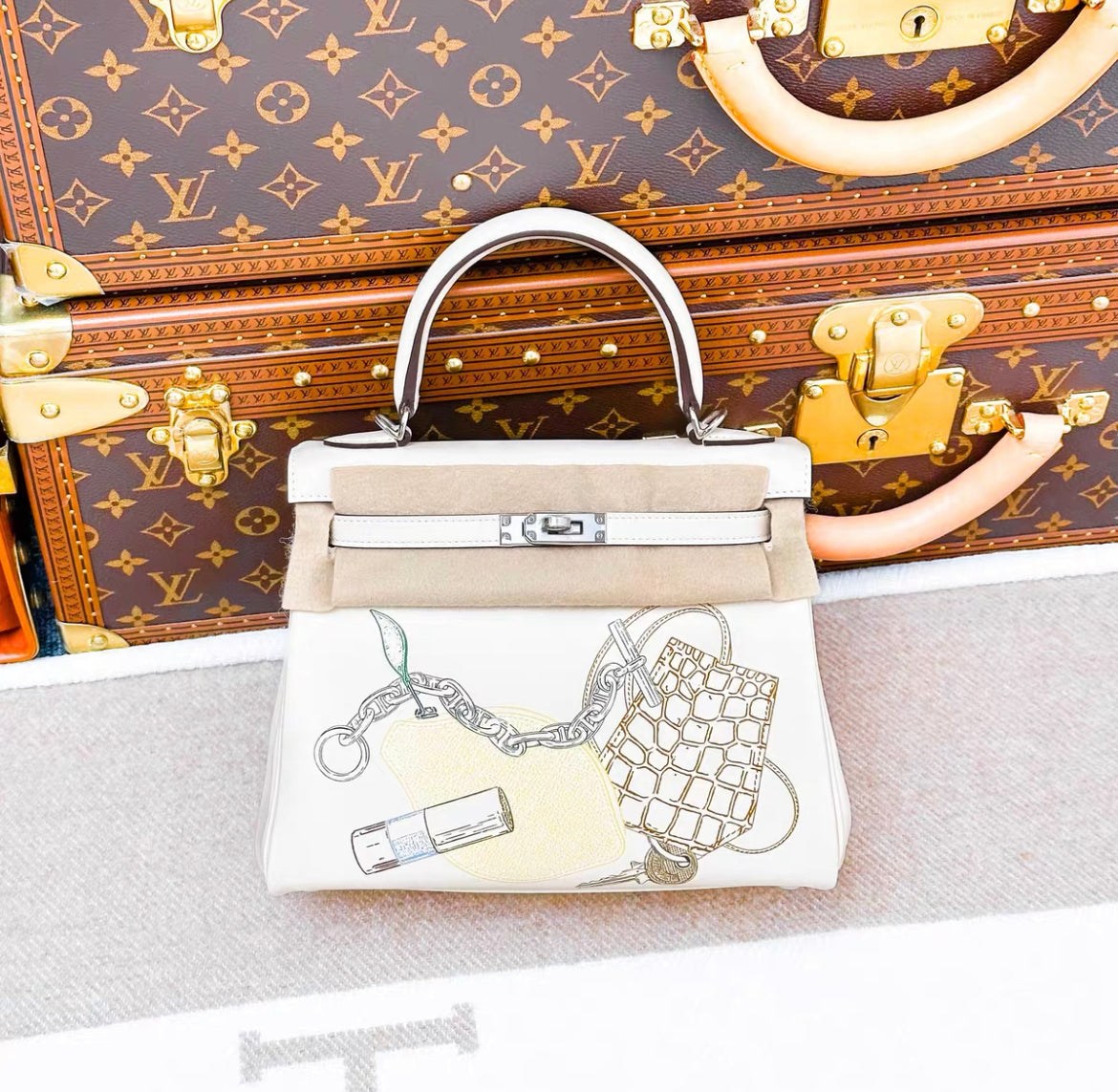 Hermès Kelly Retourne 25 In  Out Nata Swift Palladium Hardware