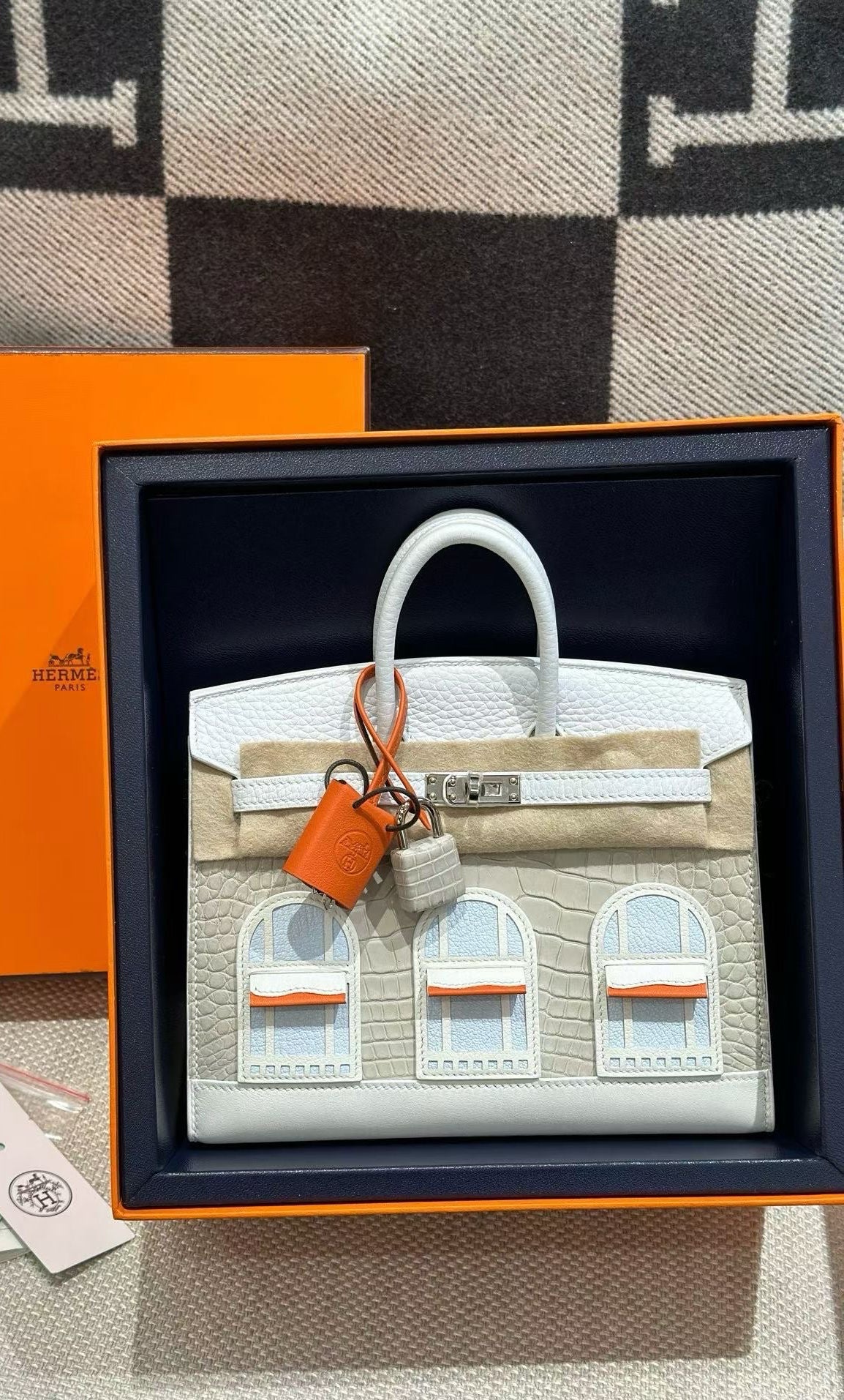 Hermès Sac Faubourg Birkin 20 White Matte Alligator Palladium Hardware