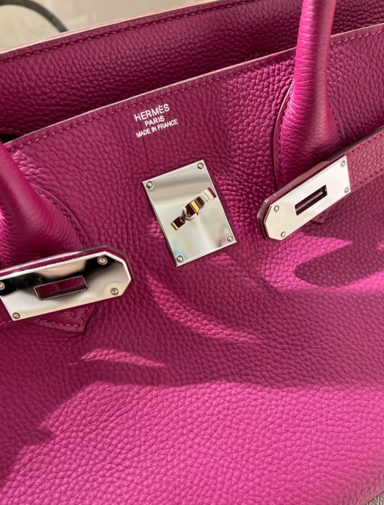 HERMÈS Birkin Shoulder Rose Pourpre Togo Leather Palladium Hardware