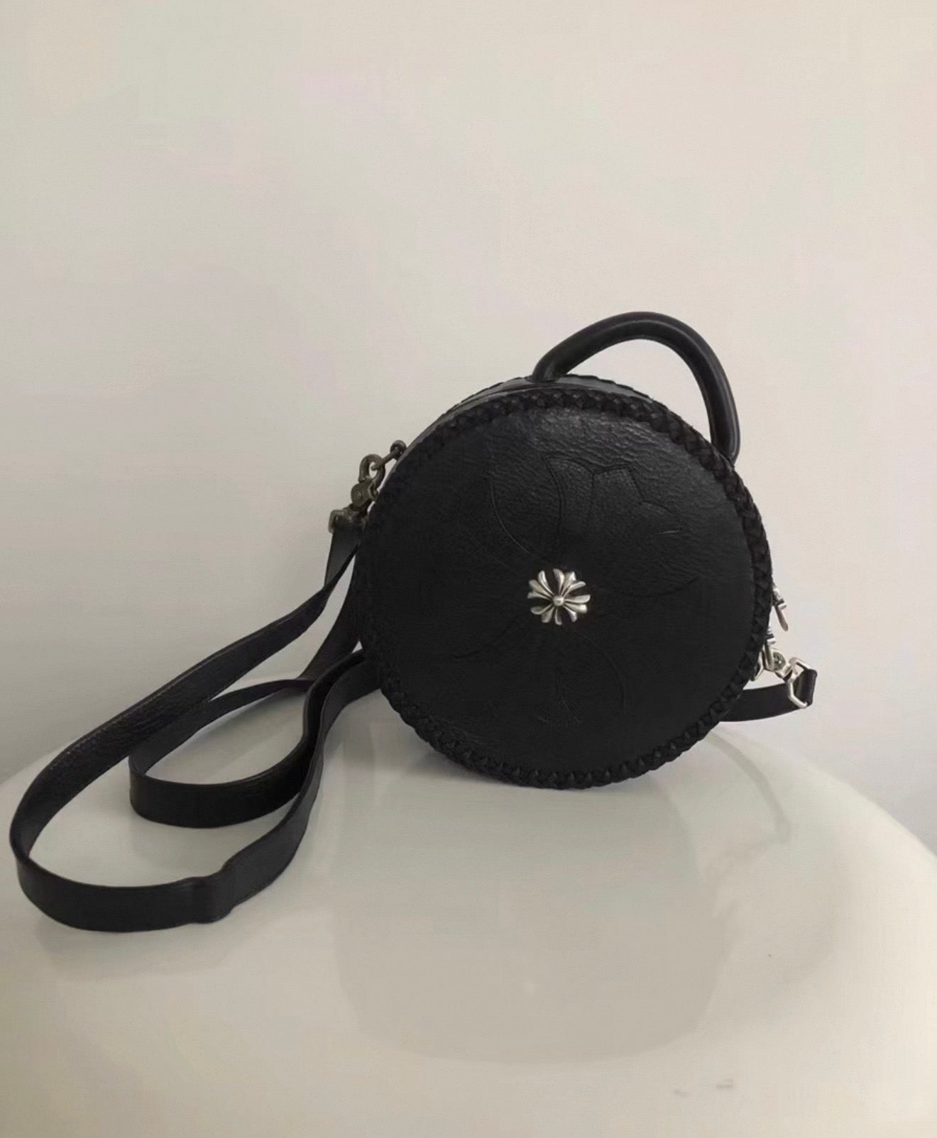 Chrome Heart Black disc round bag