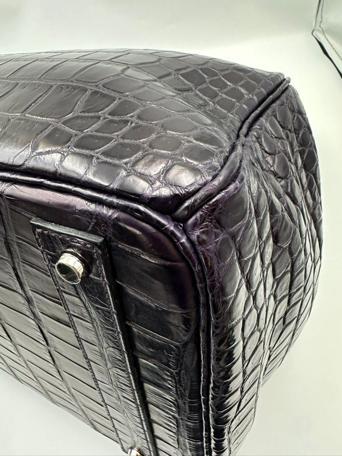 Hermes Birkin HAC 40 Prunoir Matte Crocodile leather palladium hardware