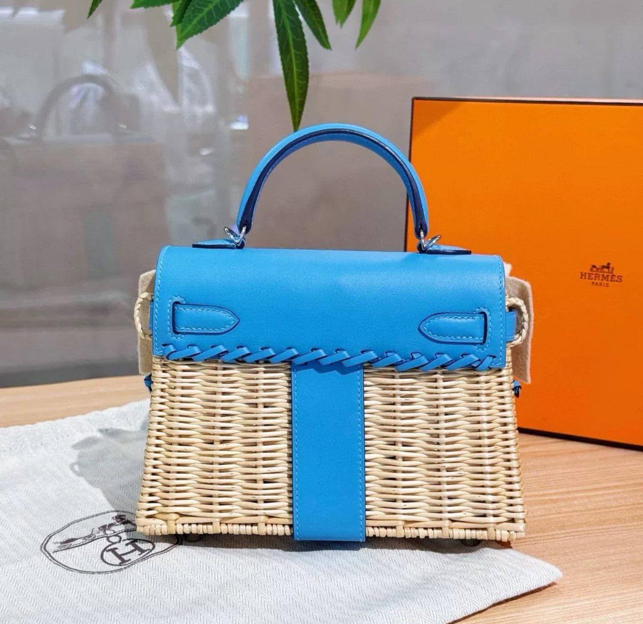 Hermès Kelly Mini Picnic Bleu Swift Leather Palladium Hardware