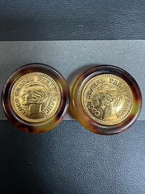 Chanel Vintage 97A Tortoiseshell Ms Coco Clip-on Earrings
