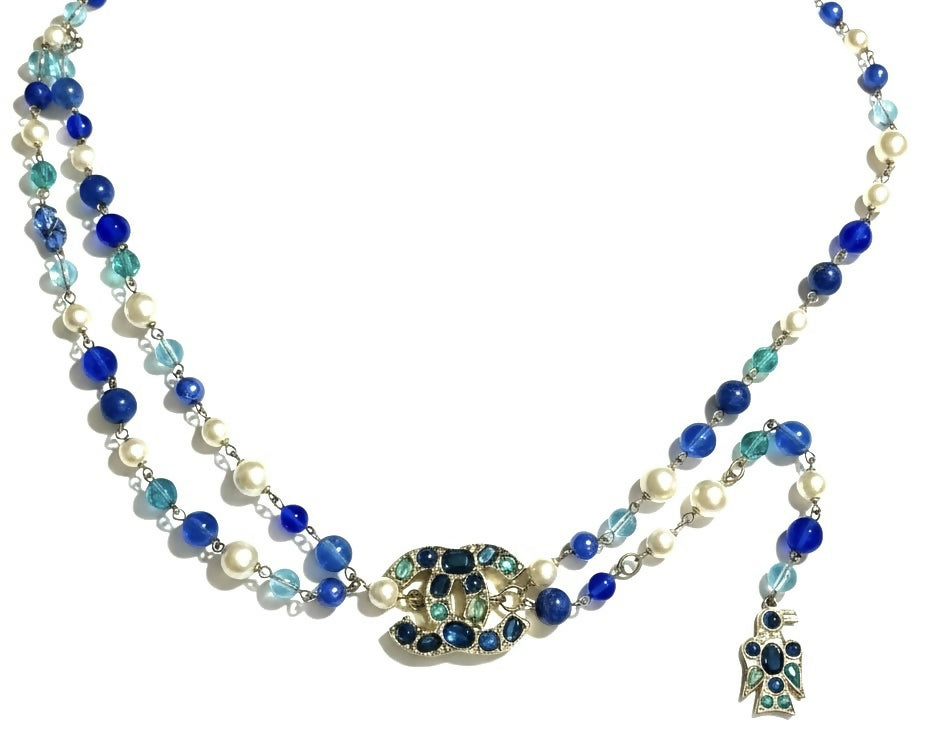 Rare Chanel 07A CC Aztec Bird Multicolor Gripoix Pearl Statement Belt/Necklace