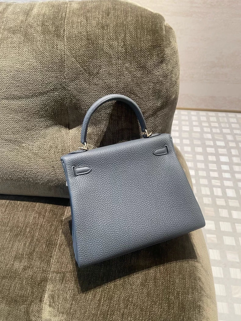 Hermes Kelly 25 H0 gris misty Togo leather champagne gold hardware