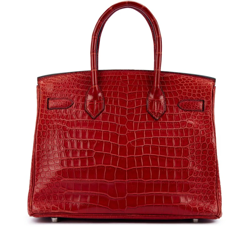 *RARE* Hermes Birkin 30 Dark Red Matte Crocodile Leather 18K white Gold Diamond hardware