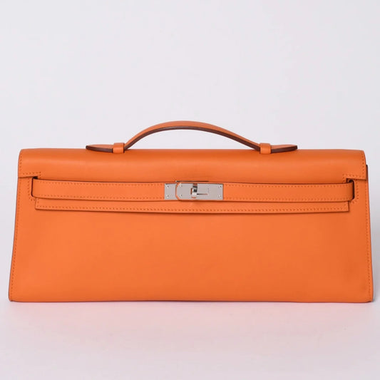 HERMES KELLY CUT orange swift leather palladium Hardware