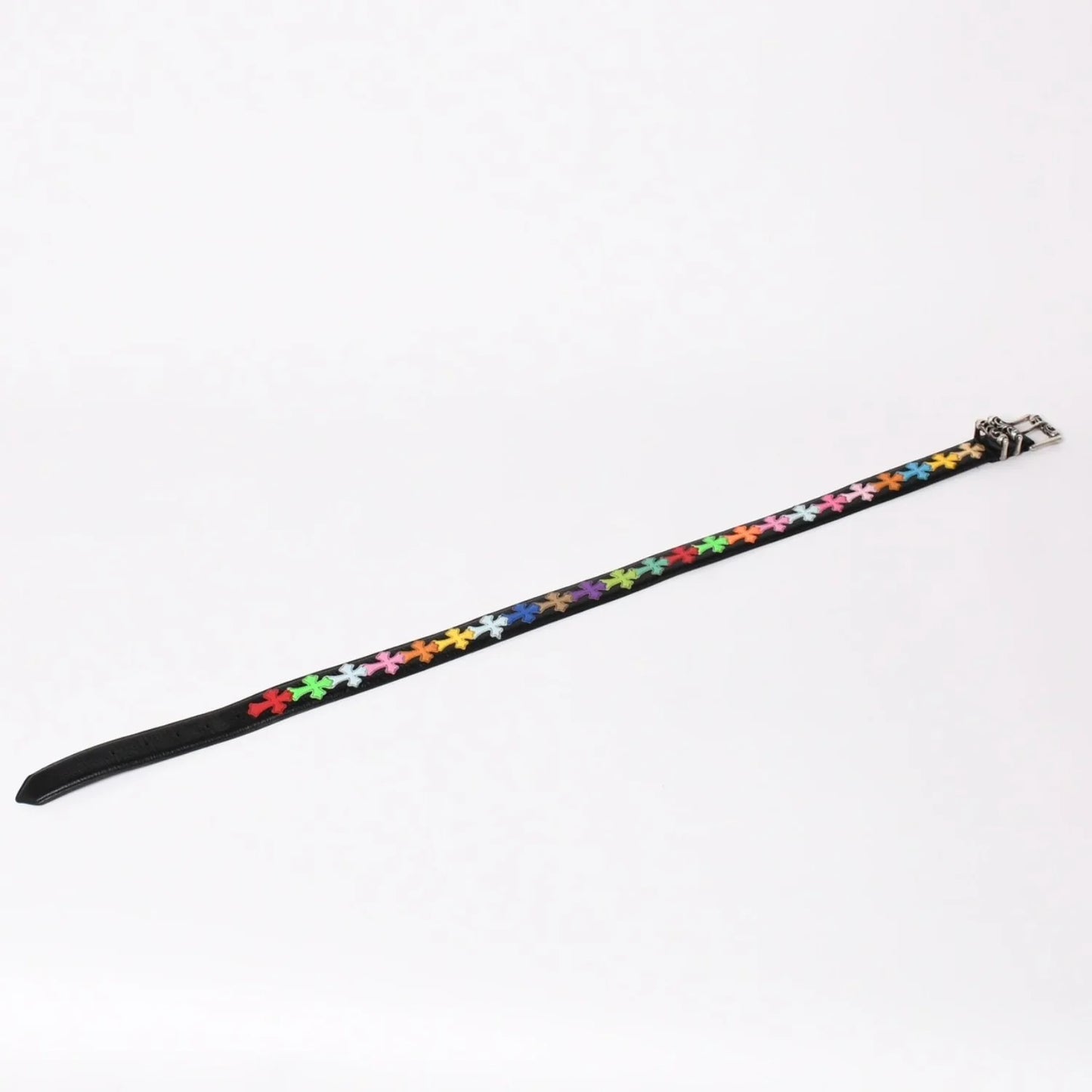 CHROME HEARTS Black Belt Multicolor cross silver hardware