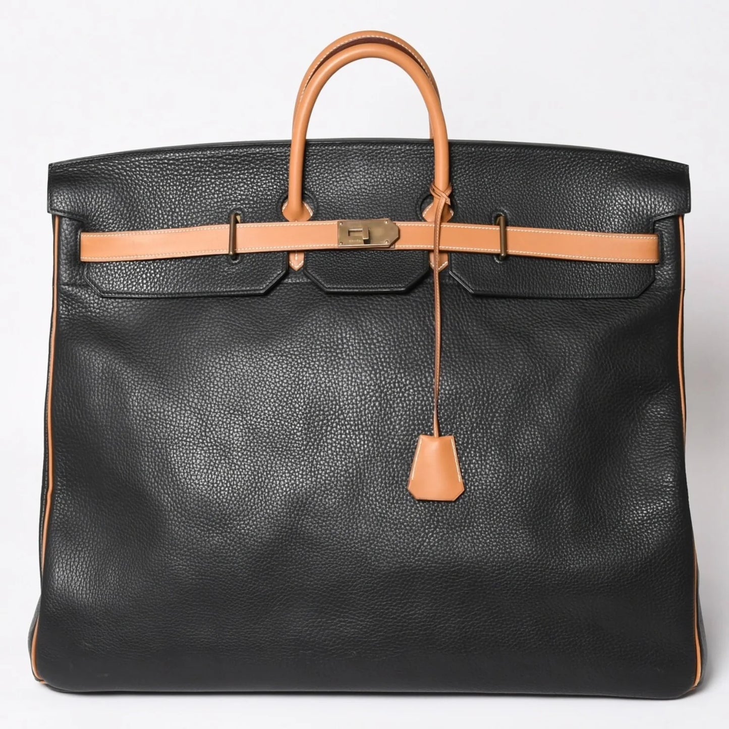 Hermes Birkin HAC 60 Fjord Vauchamonie Black Natural leather Gold Hardware