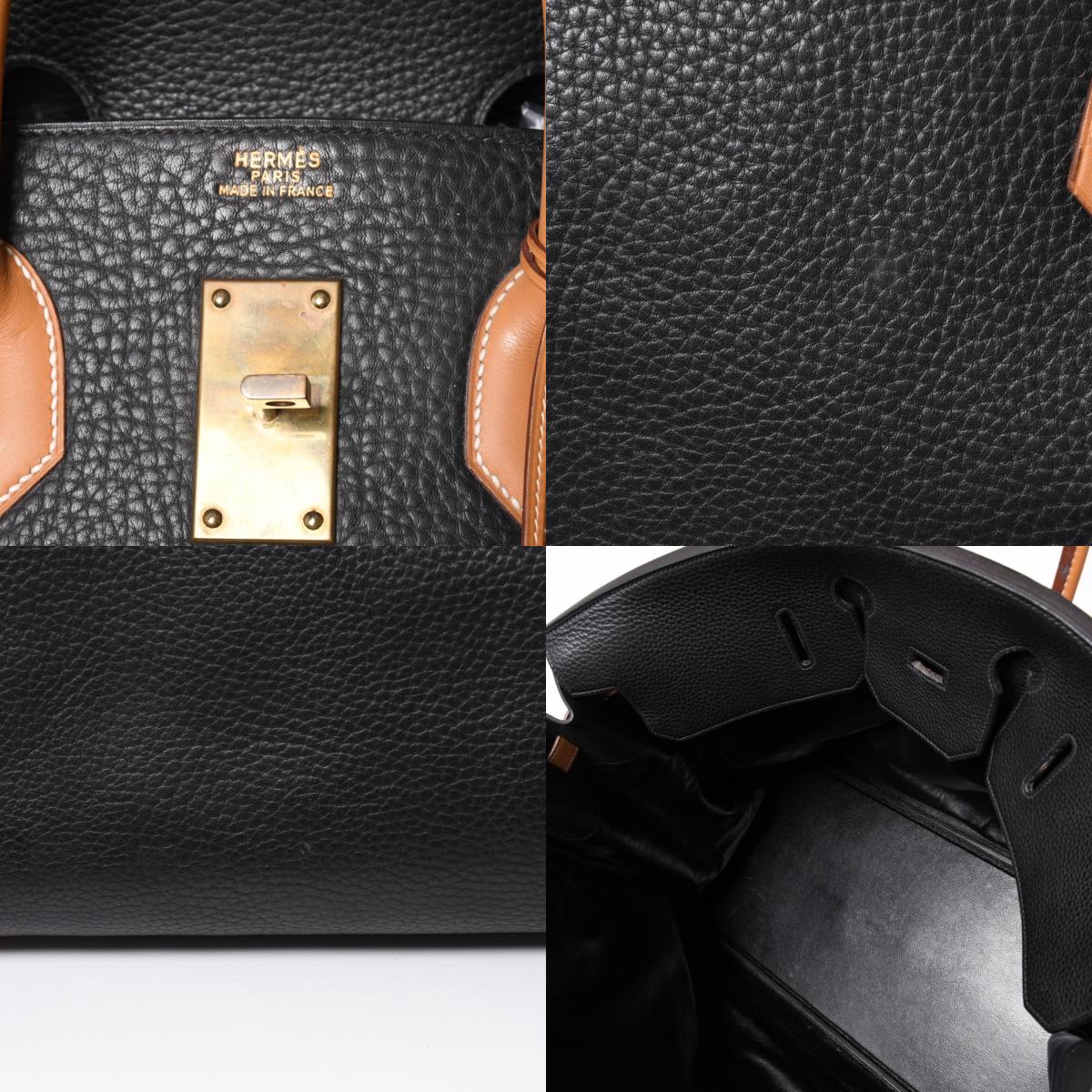 Hermes Birkin HAC 60 Fjord Vauchamonie Black Natural leather Gold Hardware