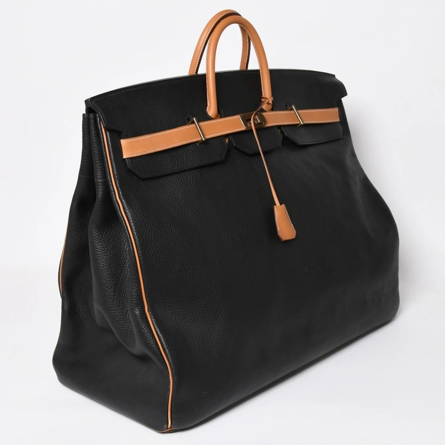 Hermes Birkin HAC 60 Fjord Vauchamonie Black Natural leather Gold Hardware