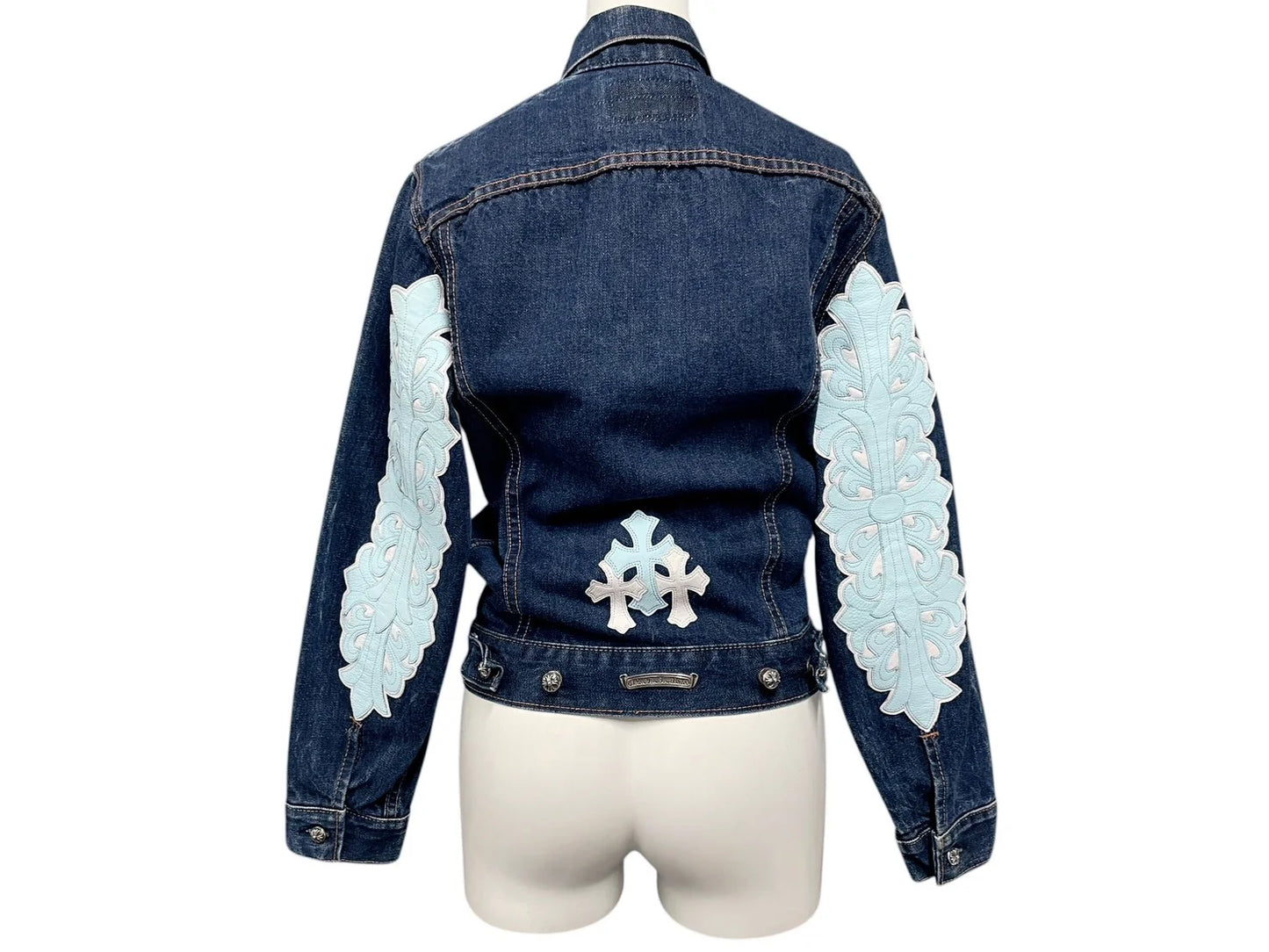 CHROME HEARTS × LEVIS denim jacket blue white cross patch denim jacket