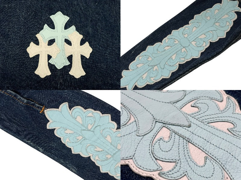 CHROME HEARTS × LEVIS denim jacket blue white cross patch denim jacket