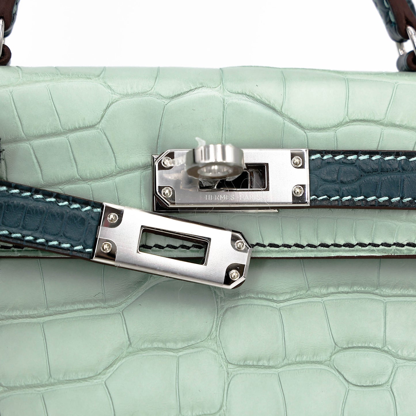 Hermes Mini Kelly 20 Vert d’Eau Vert Cypress Matte Alligator Palladium hardware