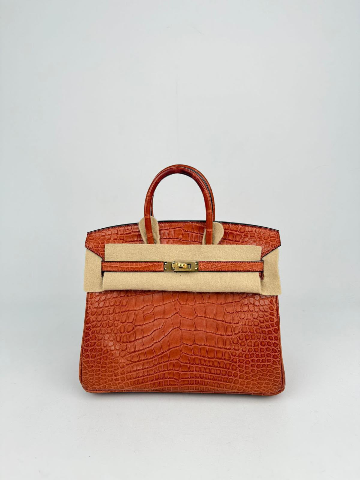 Hermes Birkin 25 Cuivre Matte Alligator Gold Harwdare