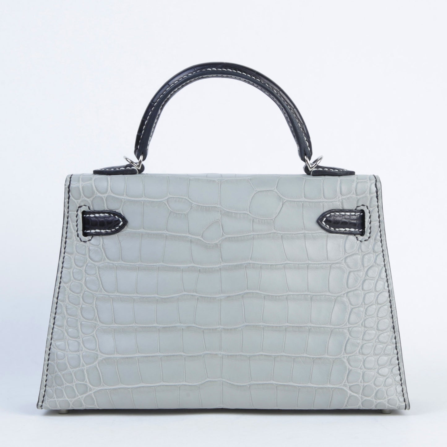 Hermes Mini Kelly 20 Noir Gris Perle Matte Alligator Palladium hardware