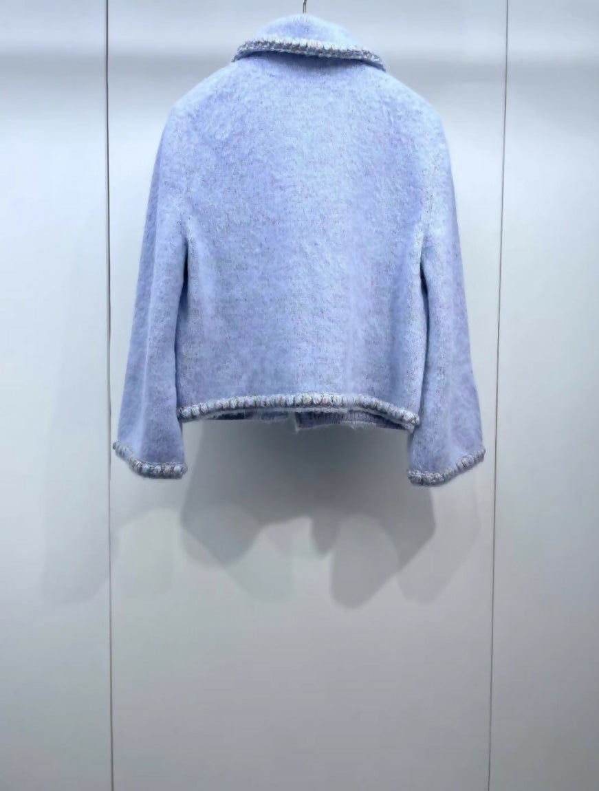 Chanel25B purple tweed cardigan