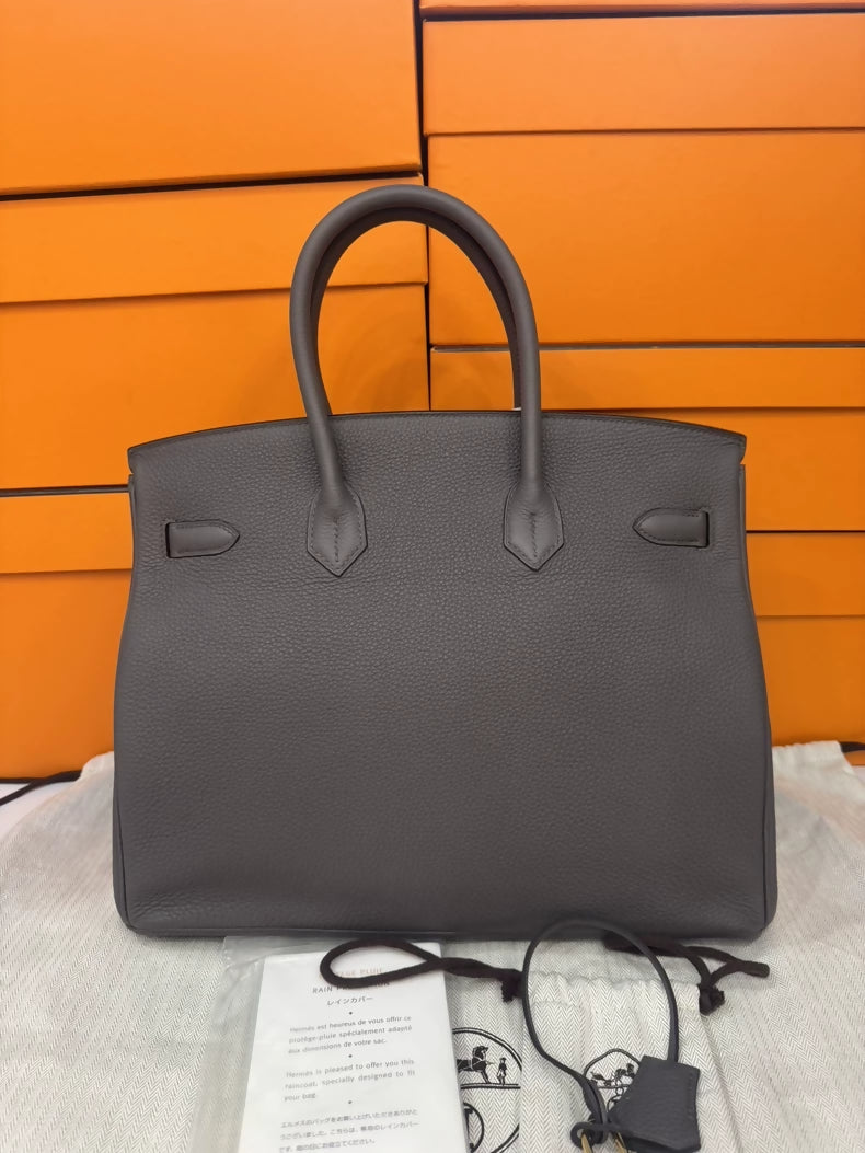 Hermes Birkin 35 grey Togo leather with gold hardware