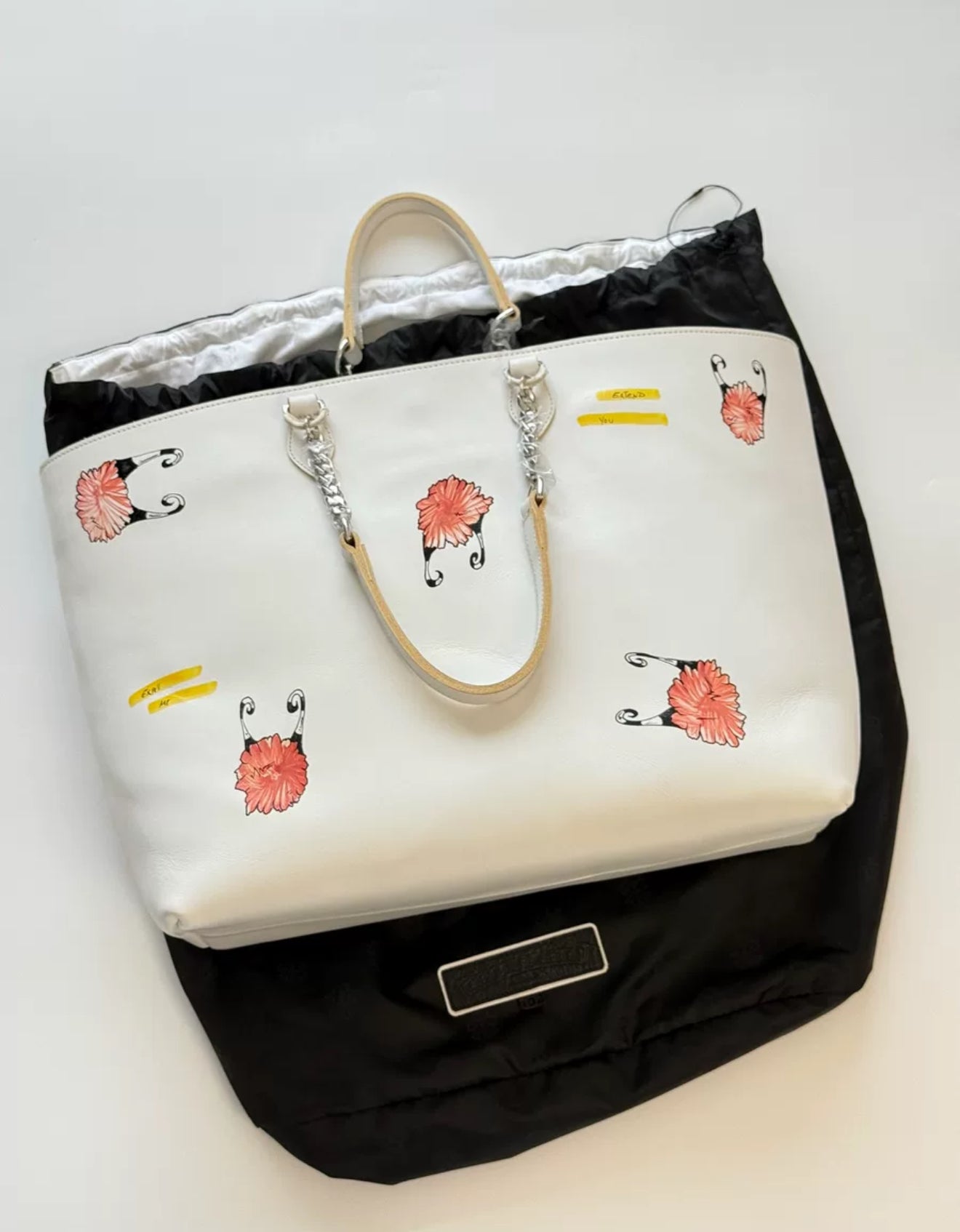 Rare Chrome Hearts x matty boy White leather anti dots shopping tote