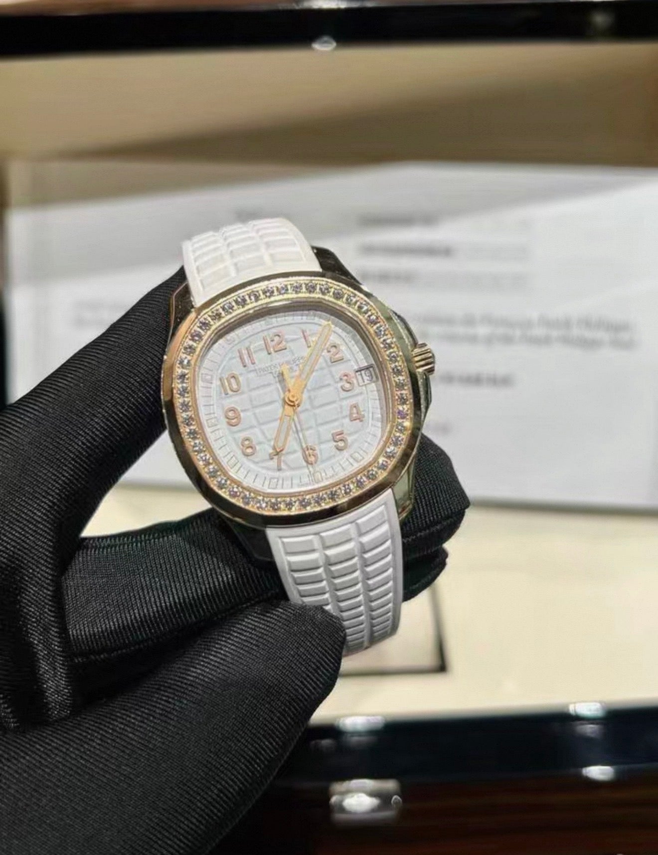 Patek Philippe PP5268/200R-001 Rose Gold Aquanaut Ladies Watch, White Dial