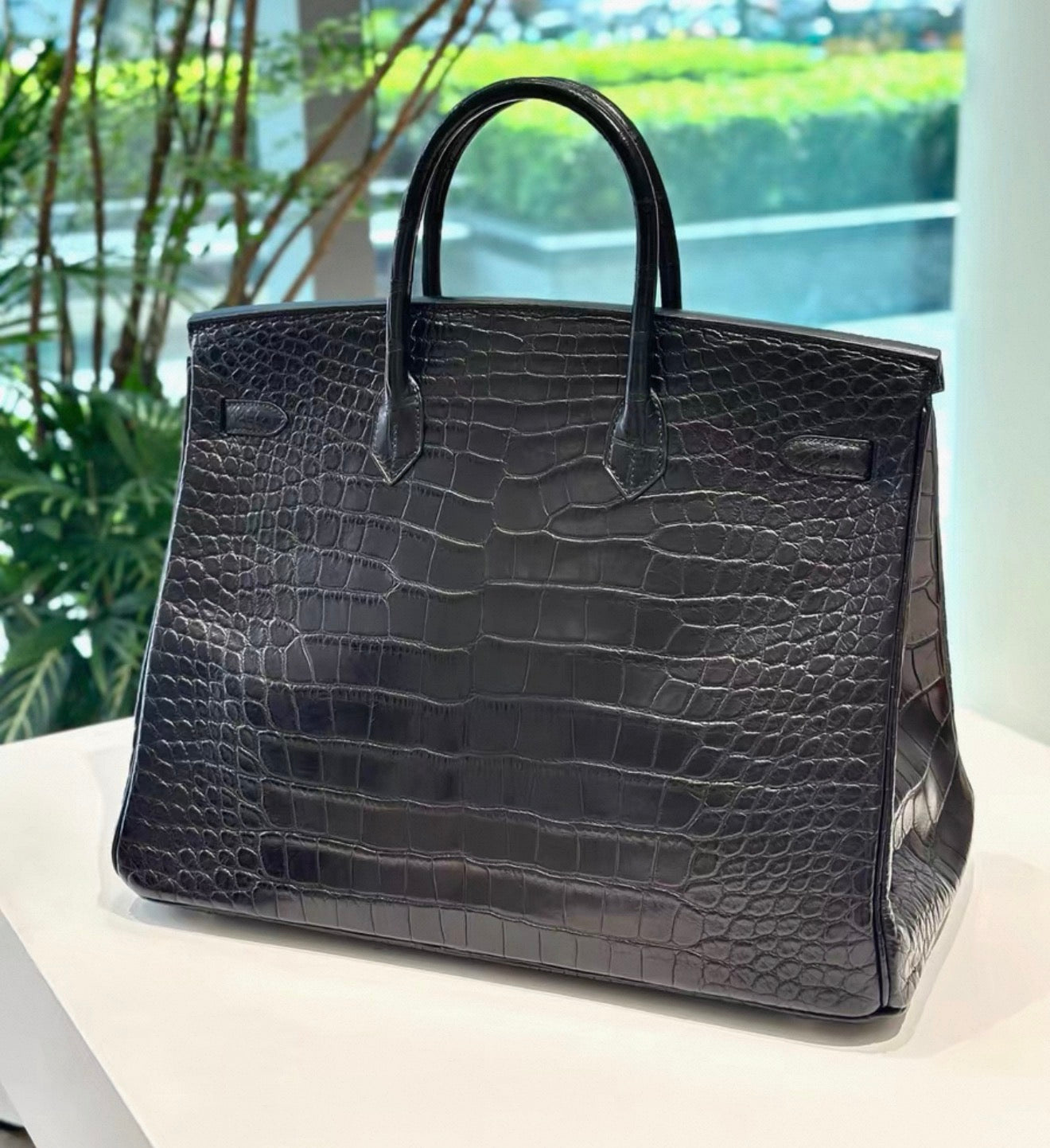 Hermes Birkin 40 Black Matte Porosus Crocodile Leather palladium hardware