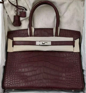 Hermes Birkin 30 Bordeaux Matte Alligator palladium hardware