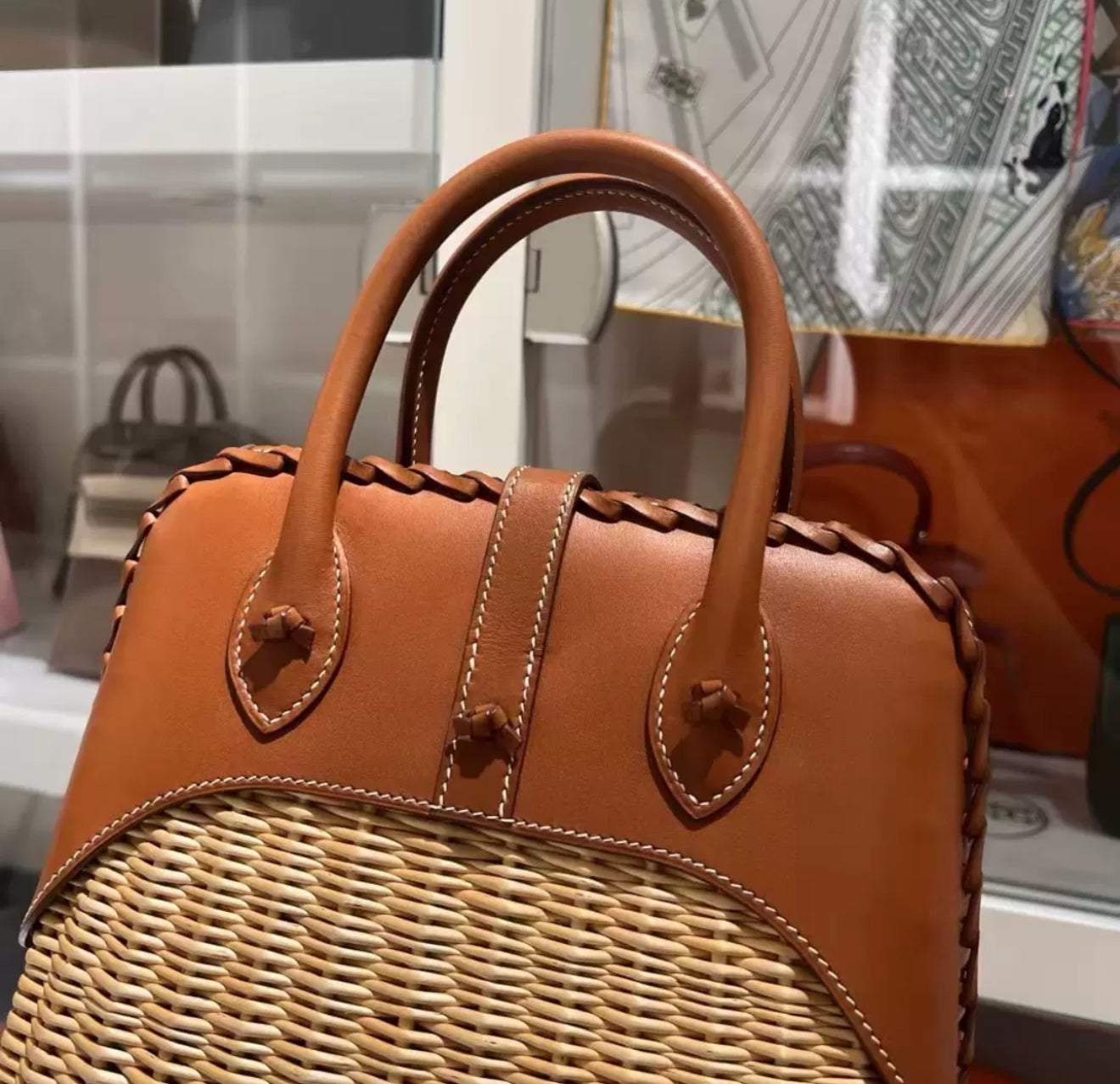 Hermes Limited Edition Bolide Bag Picnic Osier Wicker  Barenia Leather