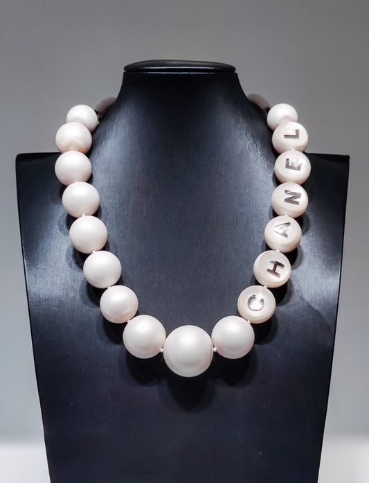 Rare Chanel 99A White Acrylic Ball Necklace