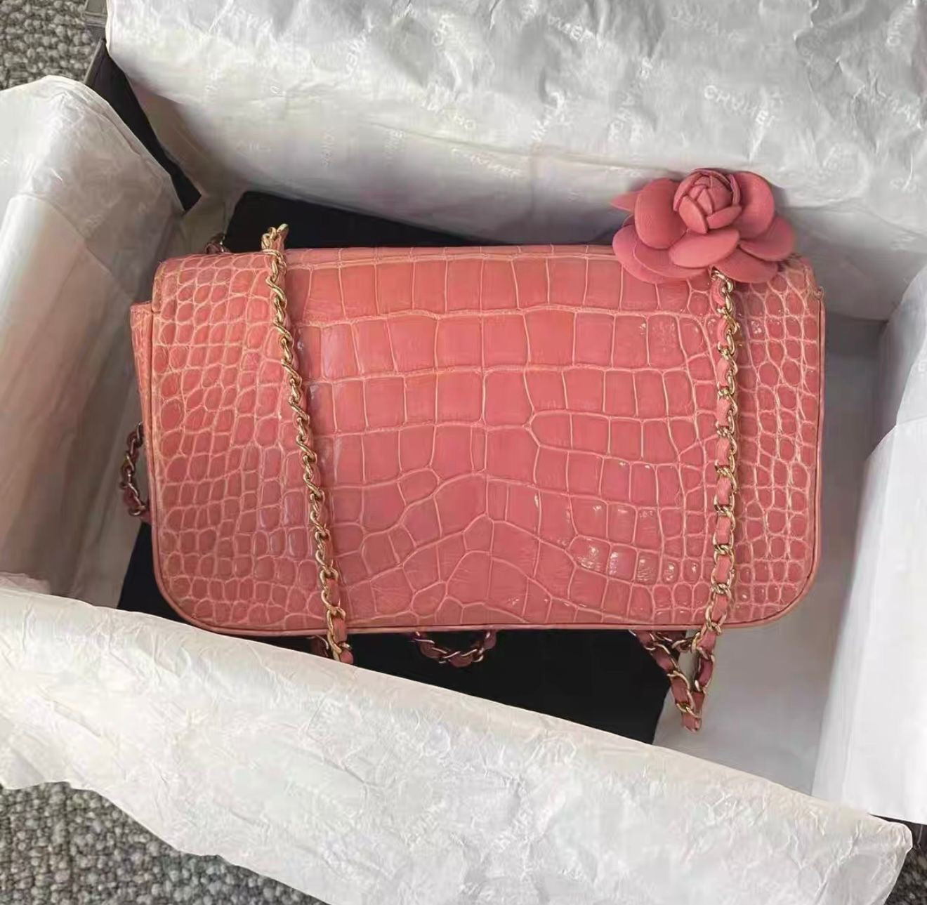 Chanel pink Alligator mini Flap Bag