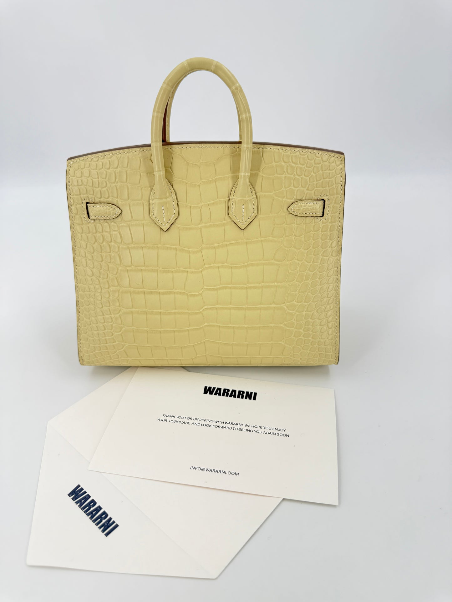 Hermes Birkin 20 Y1 Vanille Matte Alligator Leather Palladium Hardware