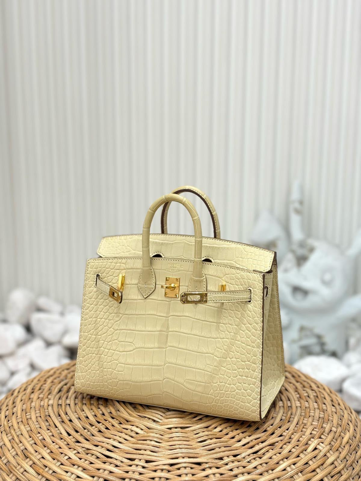 Hermes Birkin 20 Vanille Matte Alligator Gold hardware